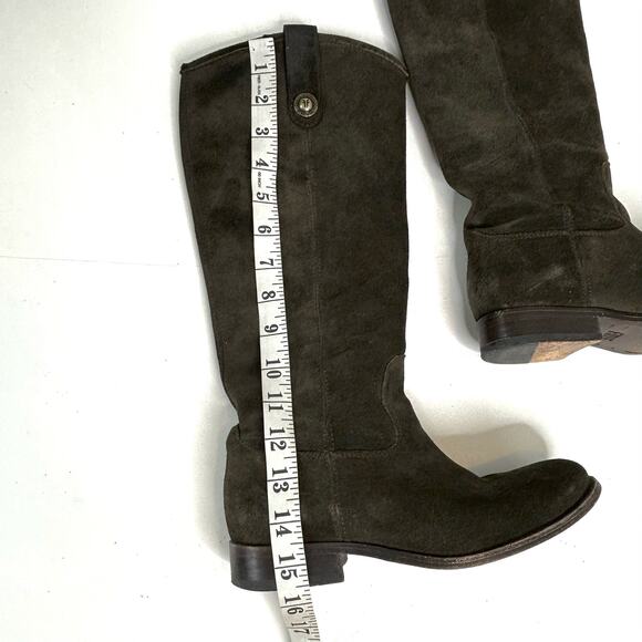 Frye Melissa Button Green, Fatigue Suede Tall Riding Boots 6 - Picture 11 of 11